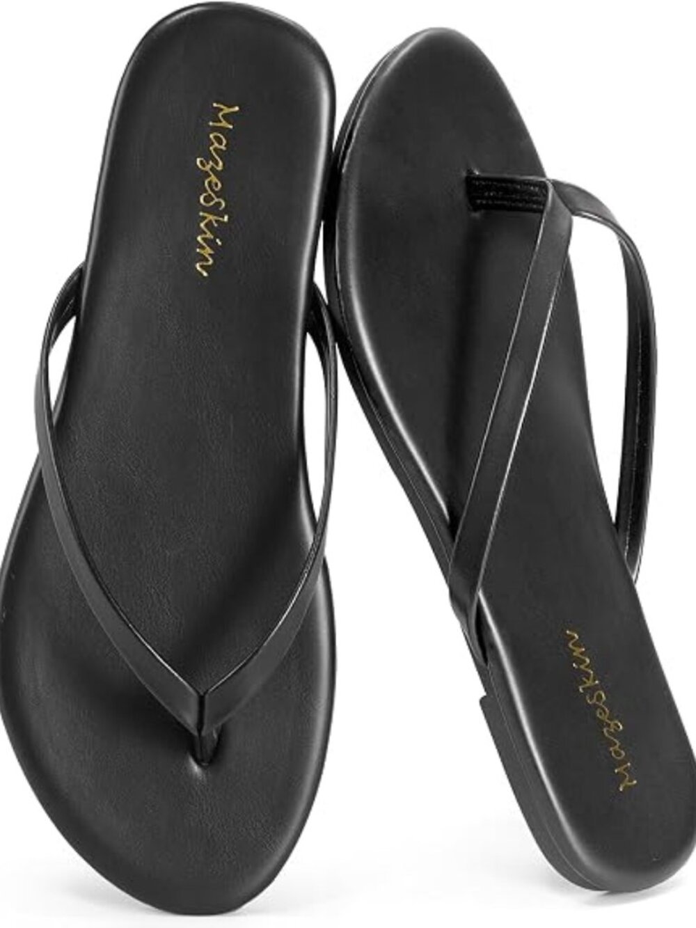 Womens Memory Foam Flip Flops Flat Thong Sandals | Soft Vegan Leather Comfortabl